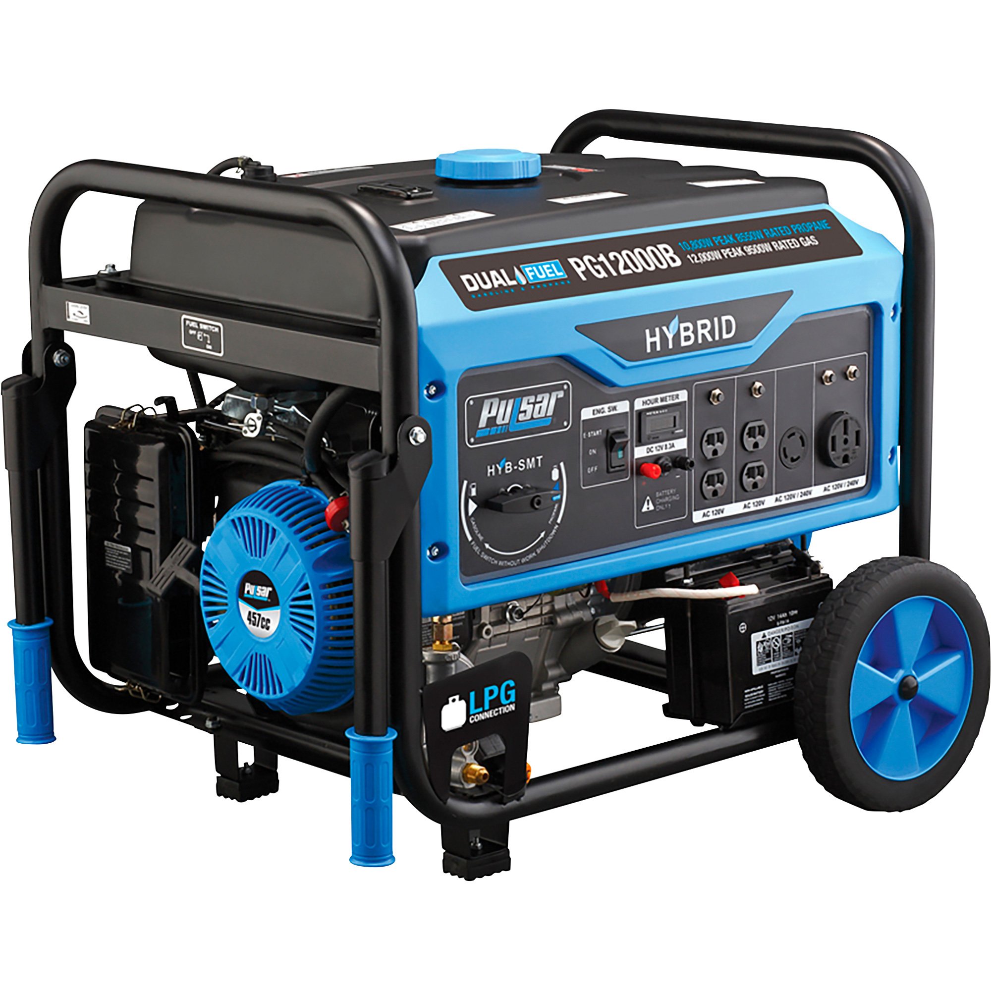 Akron Pulsar Dual Fuel Generator, 8550 LP/9500 NG Rated Watts, 10,800 LP/12,000 NG Surge Watts, Model# PG12000B